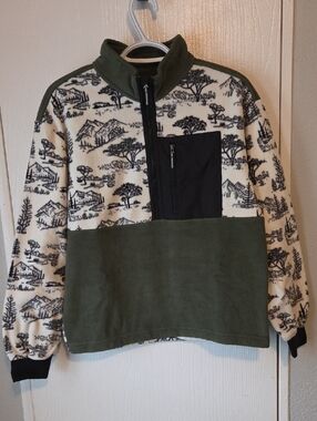 Boy's Green and Black Color-blocked Sweater